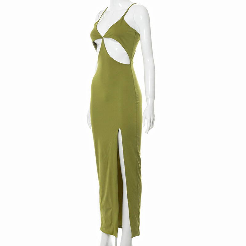 Stitching Backless Womens Party Maxi Dresses , High Slit Open Shoulder Maxi Dresses