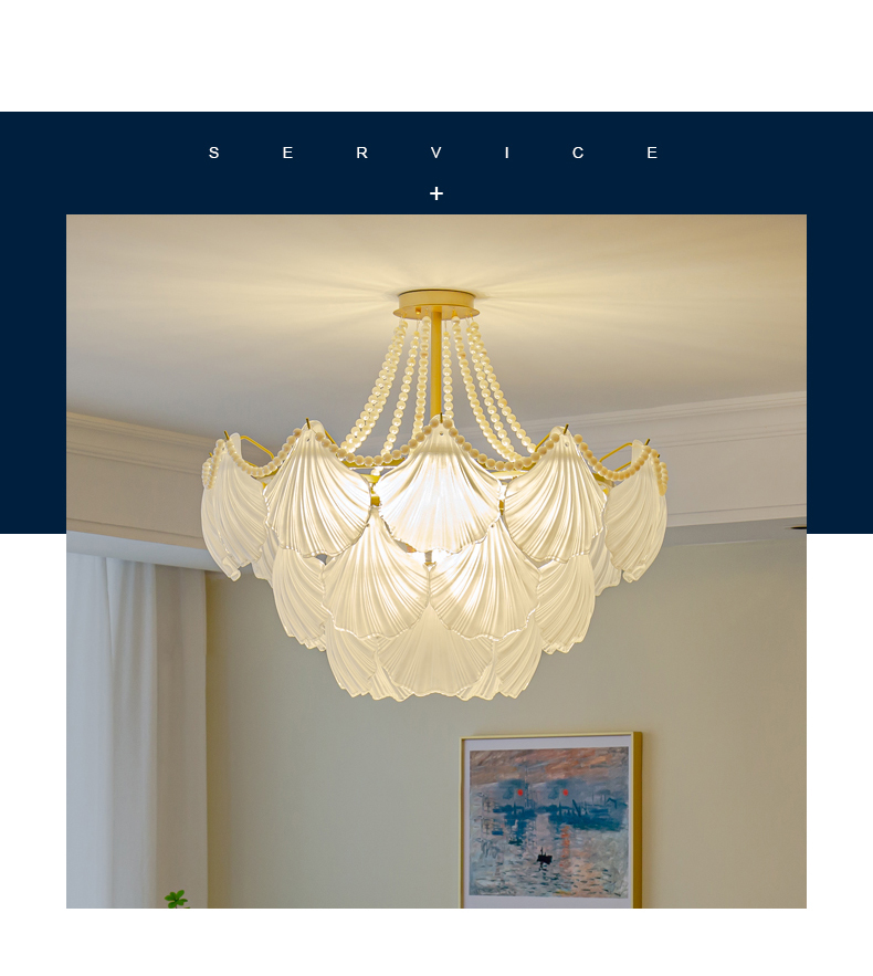 Modern Led Chandelier For Living Room Frosted Glass Luxury Shell Chandelier Lamp(WH-CY-247)