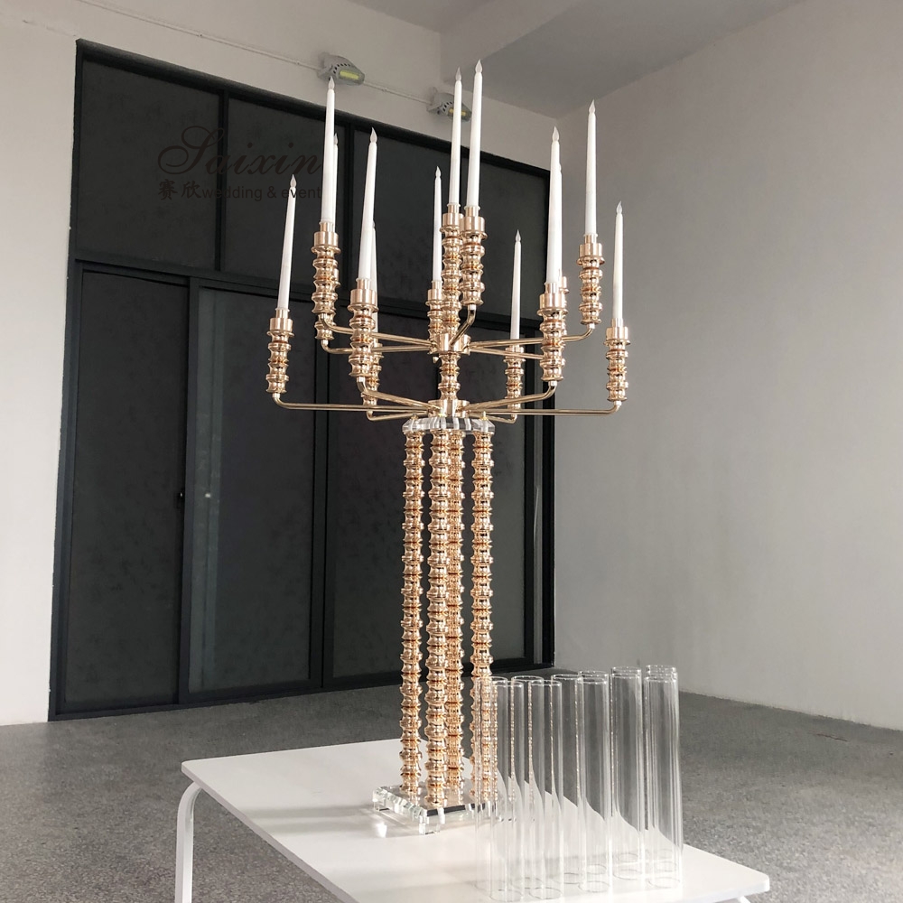 Black Wedding Candle Holder Centerpieces Candelabra For Table 40cm 45cm
