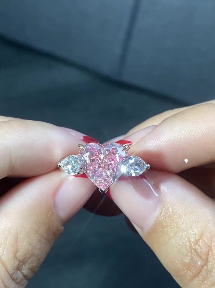 4.19CT Heart Brilliant Cut Lab Grown Diamond Wedding Rings