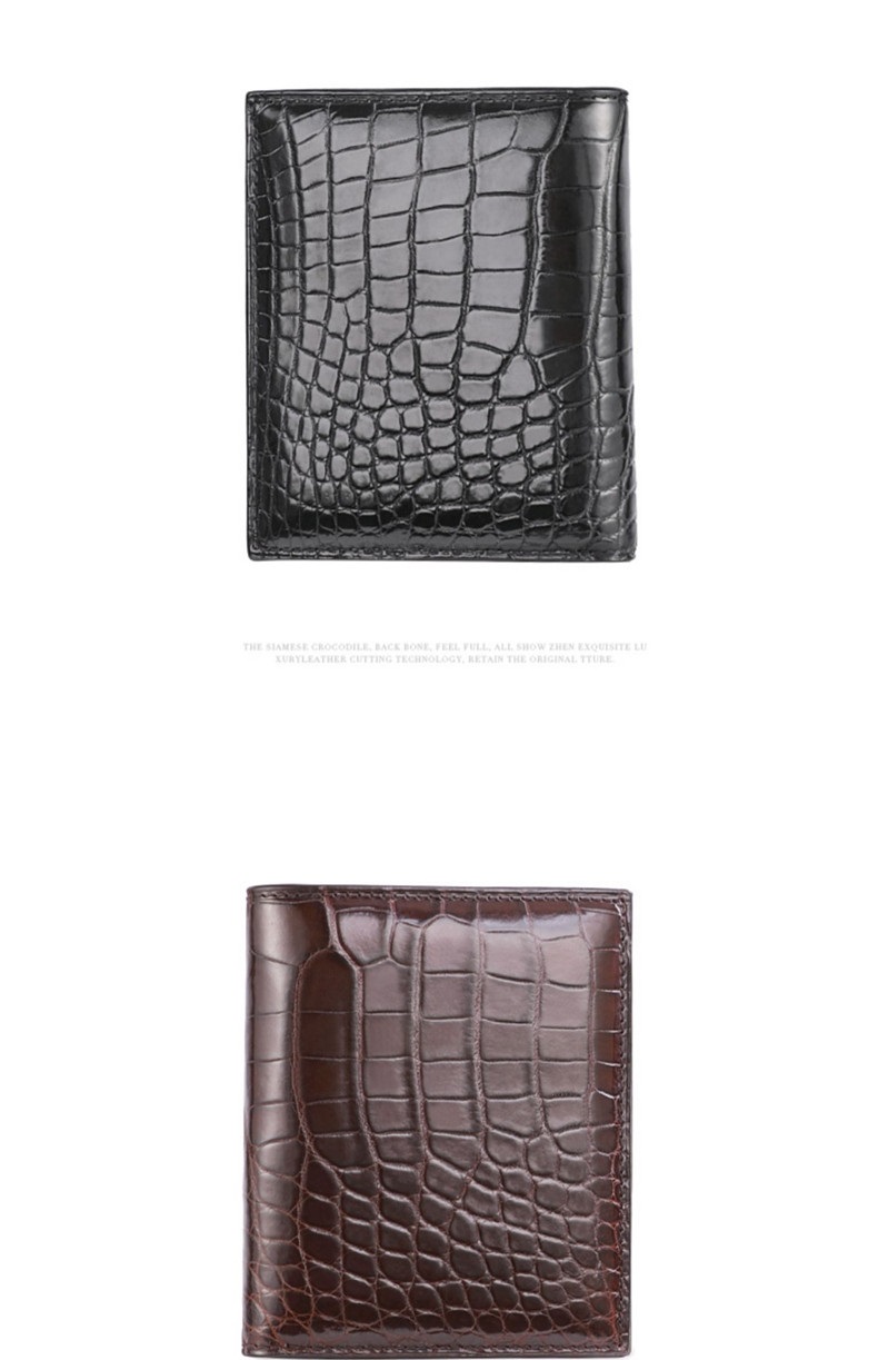 Authentic Alligator Leather Men's Short Bifold Wallet Card Holders Genuine Crocodile Belly Skin Male Small Clutch Purse