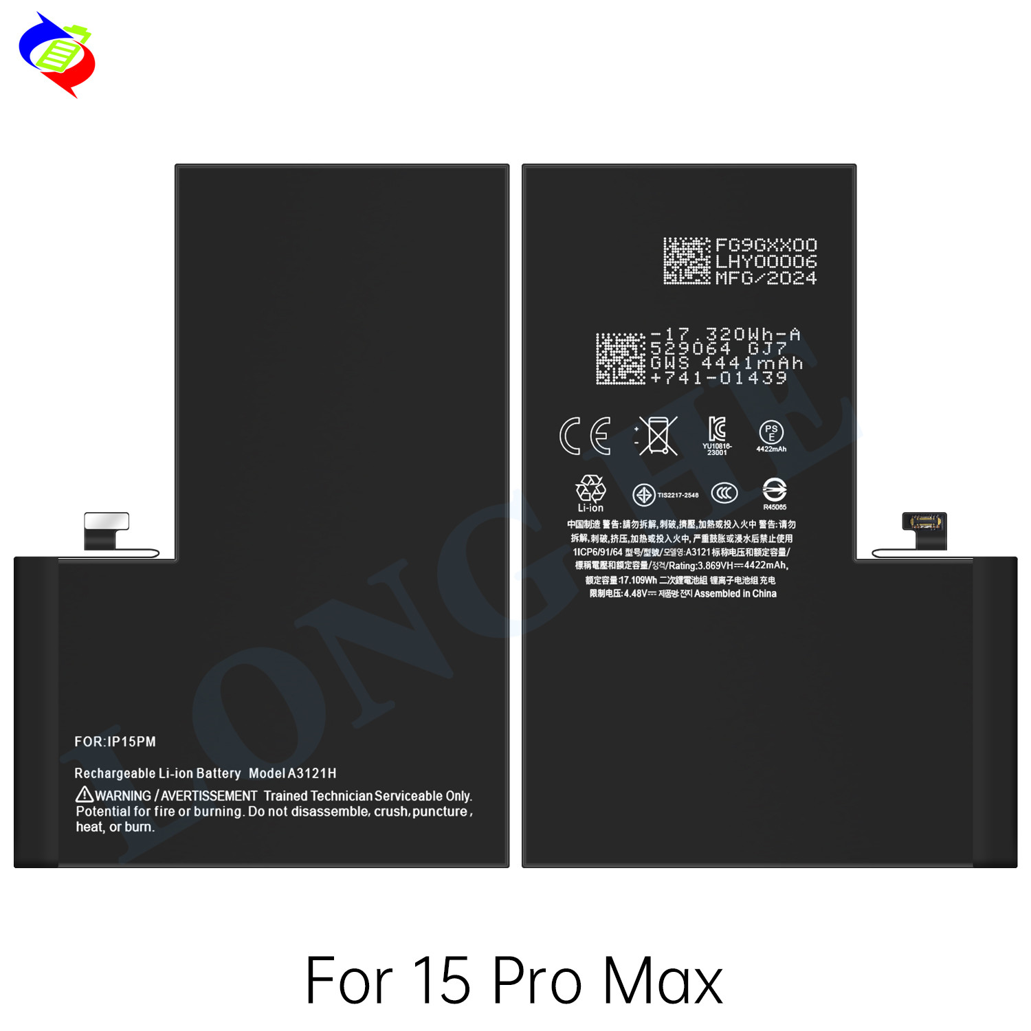 New 4422mAh Replacement Battery For iphone A2849/A3105/A3106/A3108 phone battery iphone 15promax phone batteries