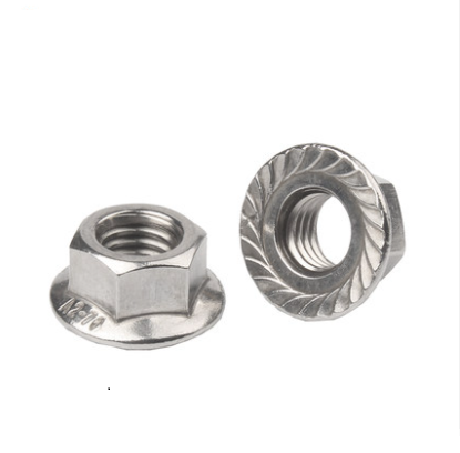 304 M8 Hex Lock Din6923 Self Locking Hexagon Flange Nut with Plain Surface Treatment