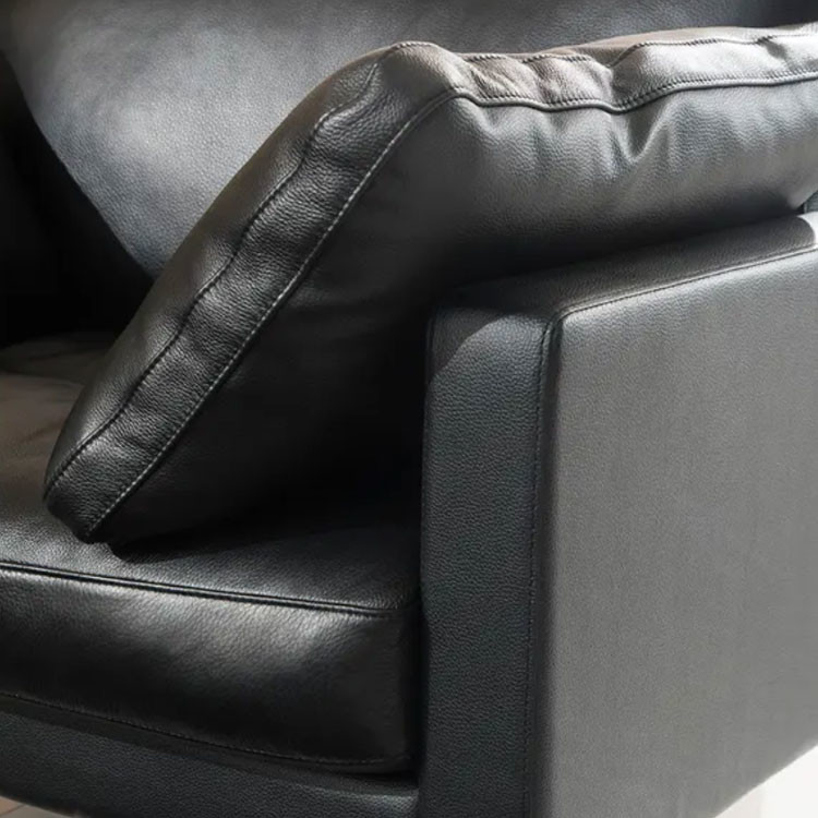 2 Seat Office Sectional Sofa Set Black Leather Home Office Couch