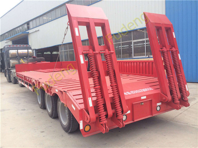 60-80 Ton Low Bed Semi Trailer Manually Operated Ladder FUWA Brand Axle