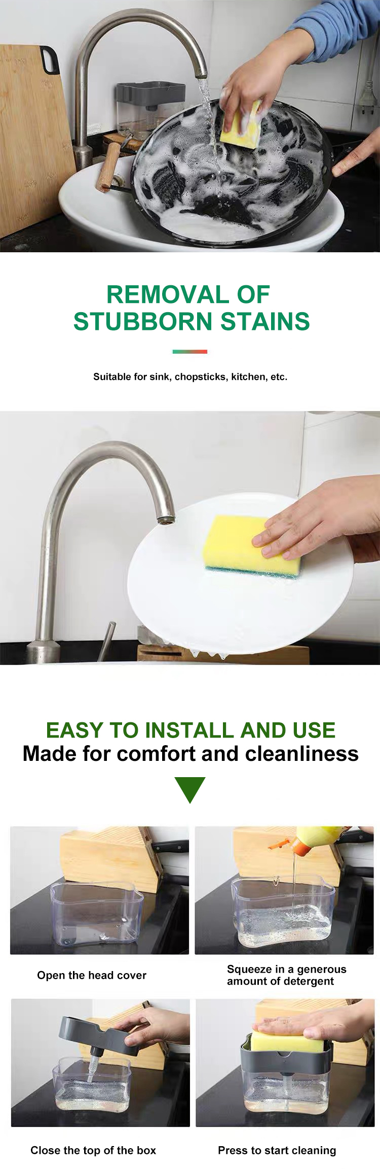 Space Saving 385ml 2in1 Foaming Liquid Soap Dispenser