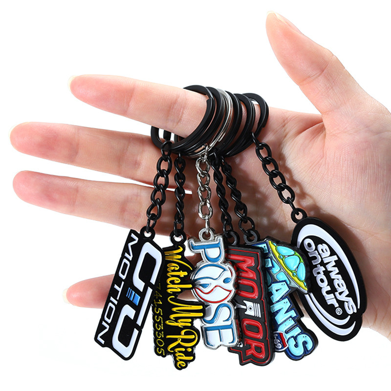 Enamel Name Metal Keychain Custom Logo Engravable Round Key Ring