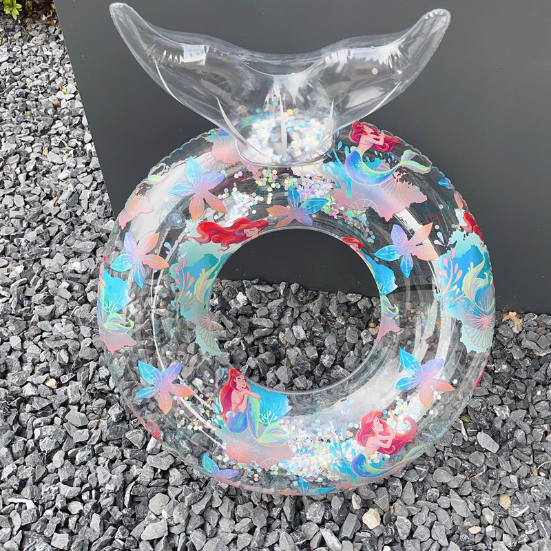 Kids' Outdoor Pool Fun with Inflatable Fish Tail Float Decorations and Swim Tubes