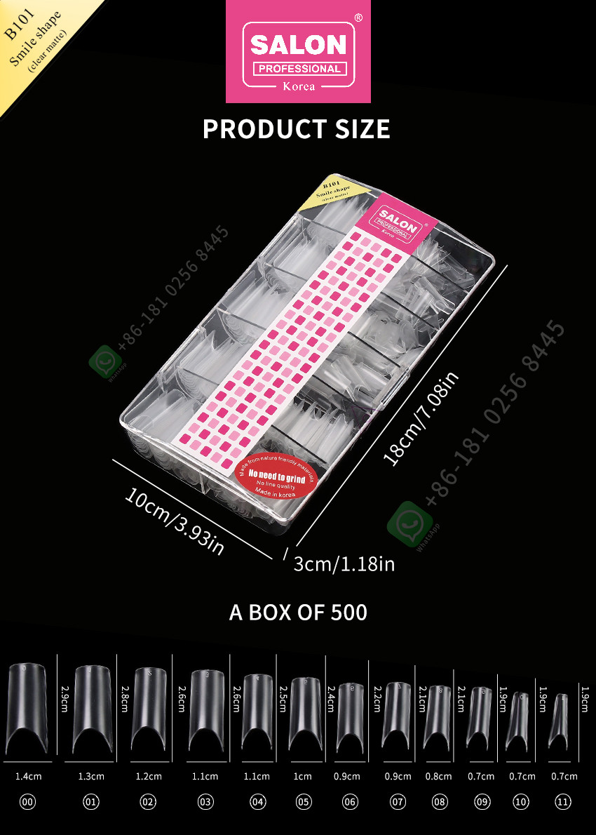 Smile Matte False Nail Tips Salon Half Manicure Tip