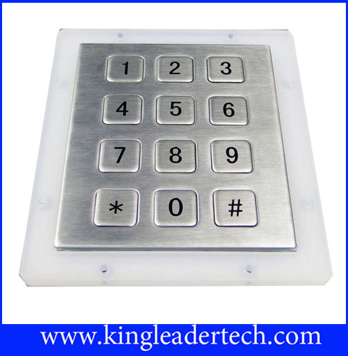 Waterproof Metal Number Keypad 12 flush Keys Rear Panel Mount