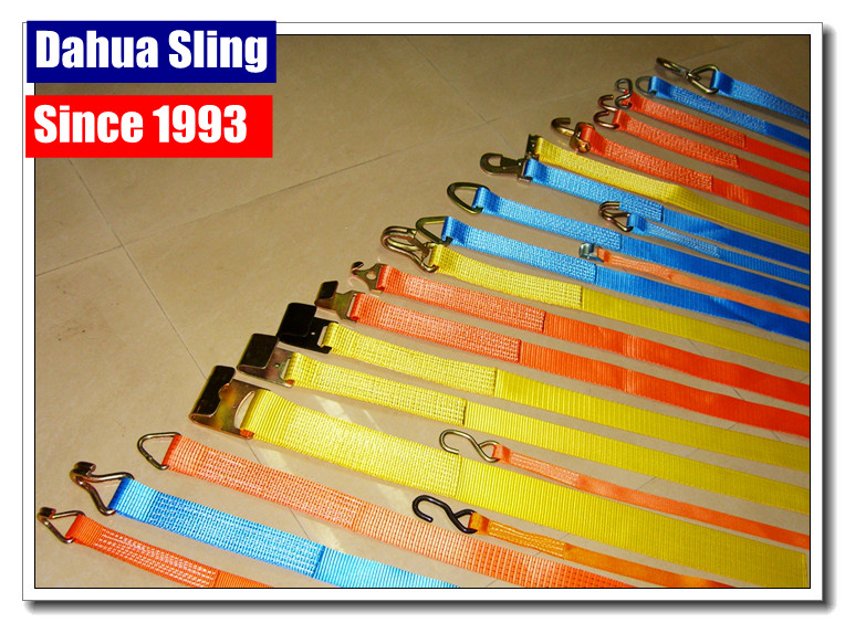 1 / 2 / 3 / 4 Inch Ratchet Straps , Safety Polyester Keeper Lashing Strap