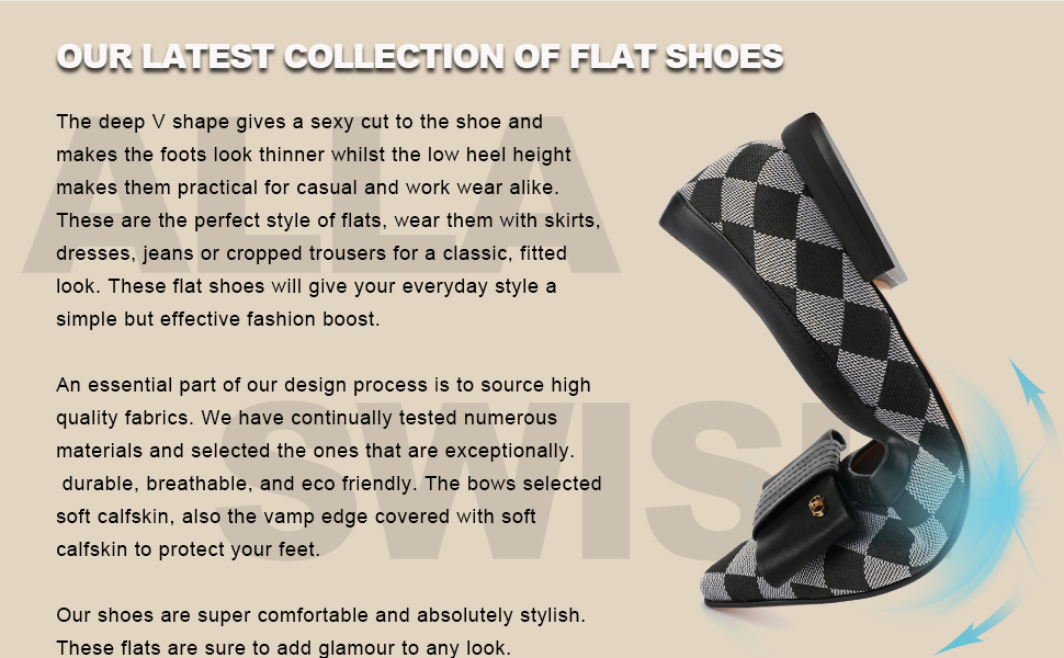 Soft And Lightweight Women Flat Leather Shoes Plaid Pattern for Office