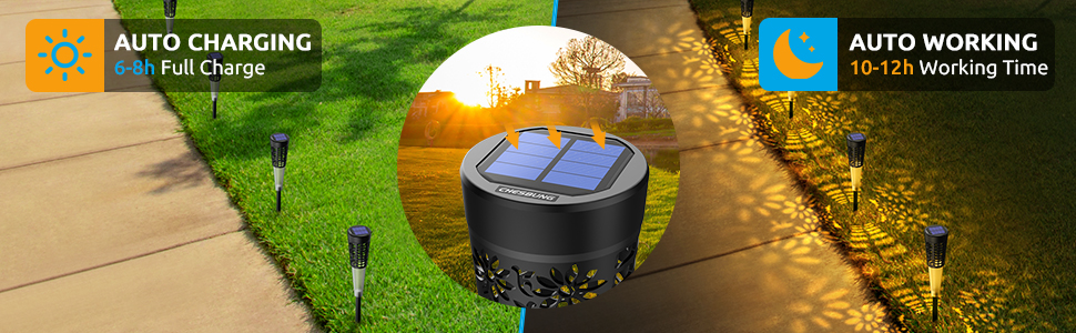 Solar Garden Walkway Lights LED Solar Powered Lights 3500K Warm White