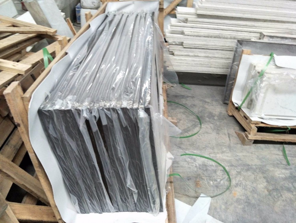 Smooth Quartz Bathroom Vanity Tops 0.75" / 1.25" Thickness Single Hole