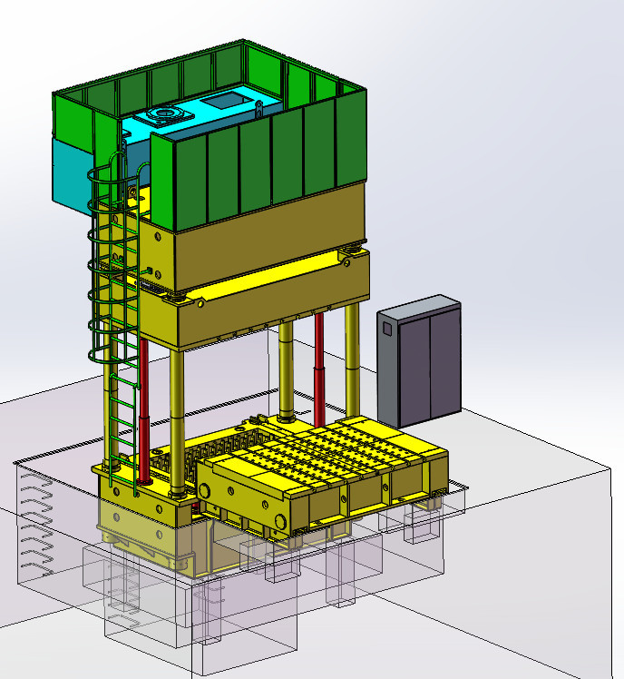 Four Column Hydraulic Deep Drawing Press Machine With Moving Worktable 200ton 2300x1300mm