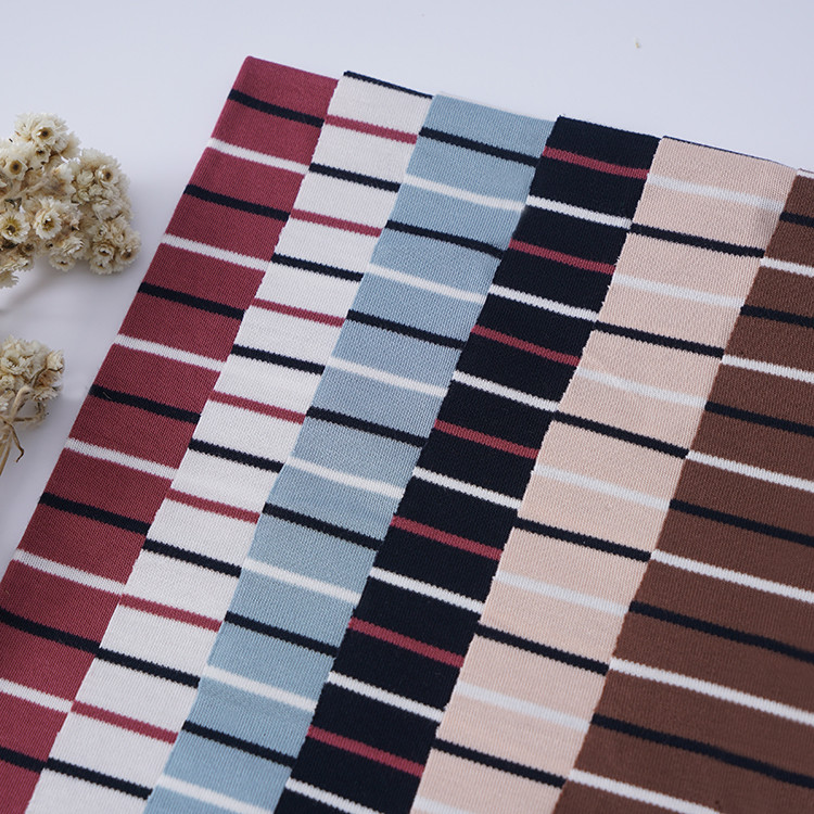 Lenjing Modal Striped Knit Fabric For Casual Wear Environmentally Friendly