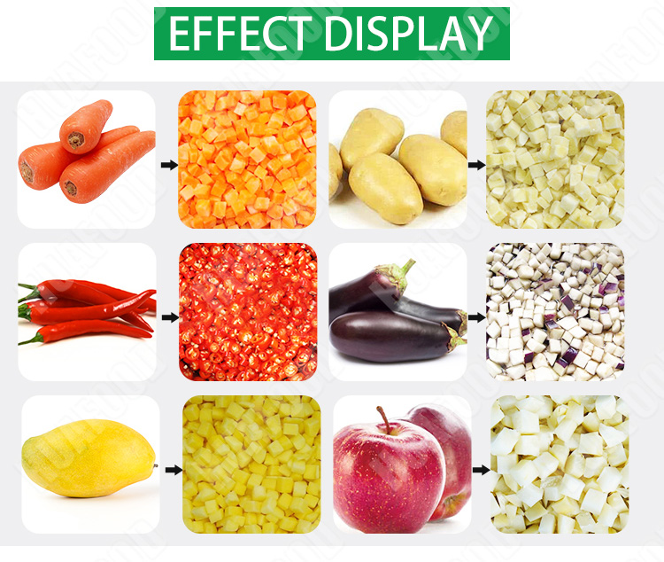 industrial vegetable cutting machine vegetables fruit ginger potato carrot dicing slicing cube cutting machine