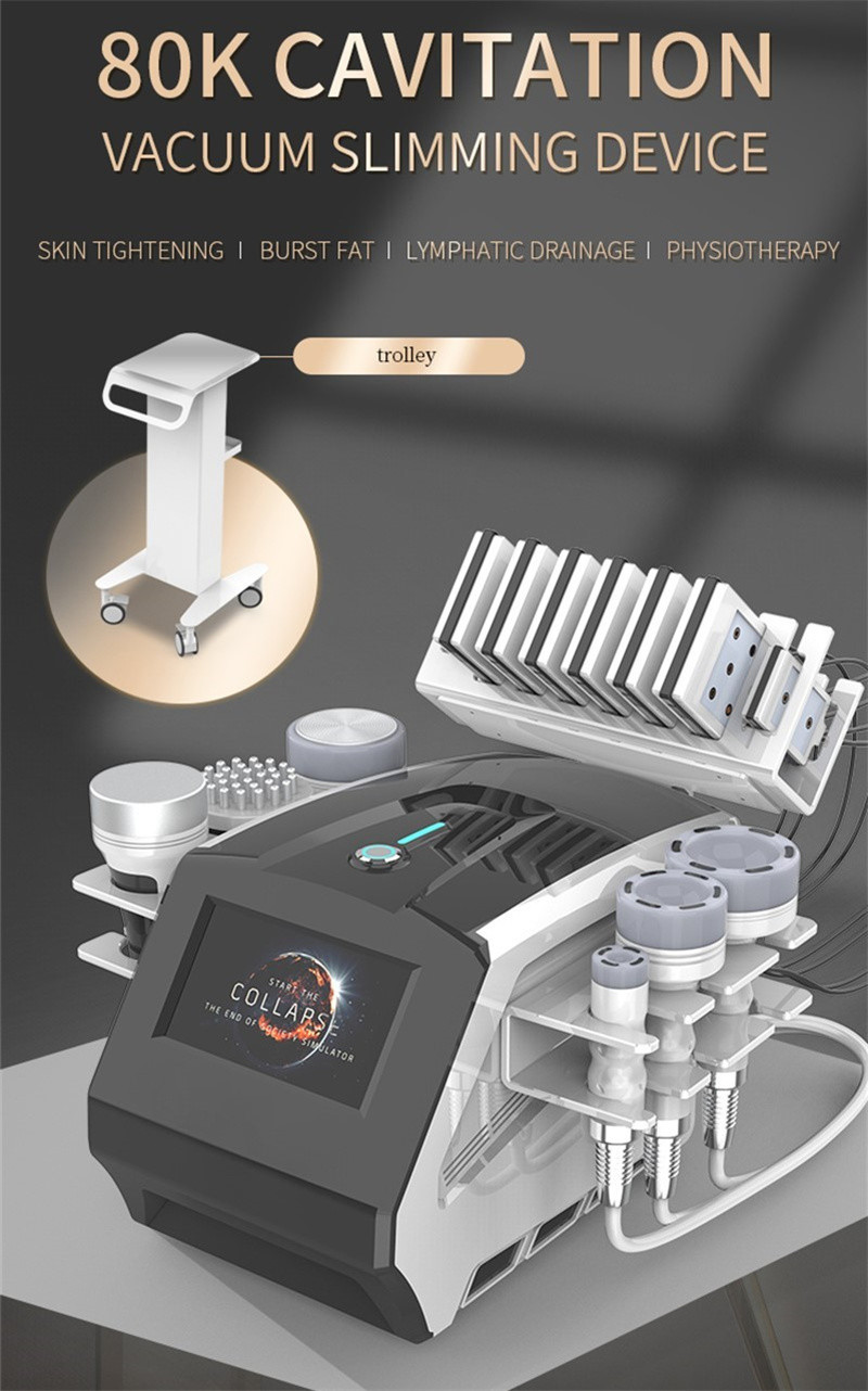 Portable 80k Cavitation Vacuum Rf Machine 7 In 1 For Body Contouring Fat Burning