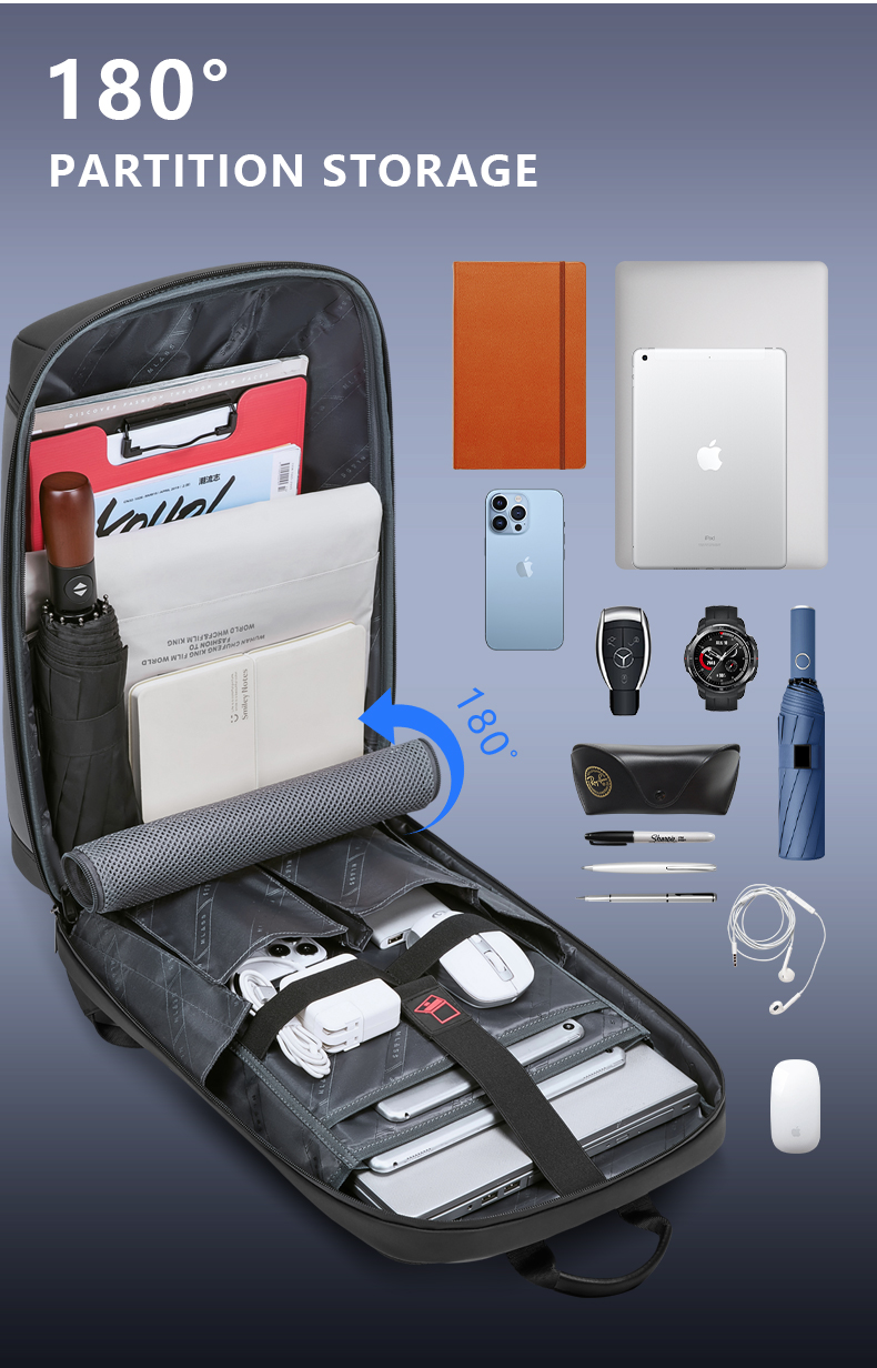 Polyester Black Anti Theft Waterproof Travel Laptop Backpack 20Litre