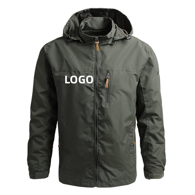Wholesale Custom Waterpoof Autumn Windbreaker Zip Hoodies Pockets Mesh Outdoor Hiking Mens Coats Plus Size Men Jacket
