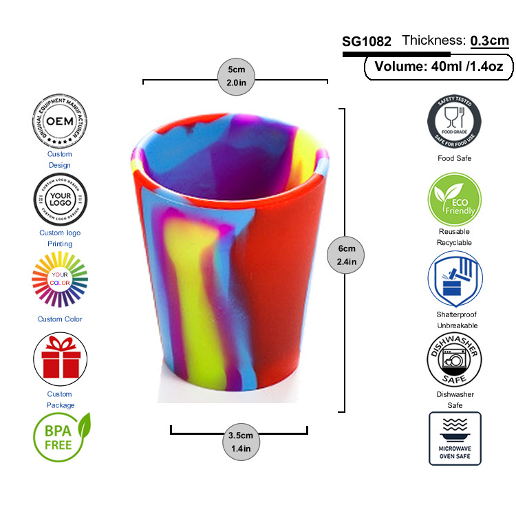 1.5oz Silicone Shot Glasses Shatterproof Opaque Silicone SiliPint Whisky Shot Glass