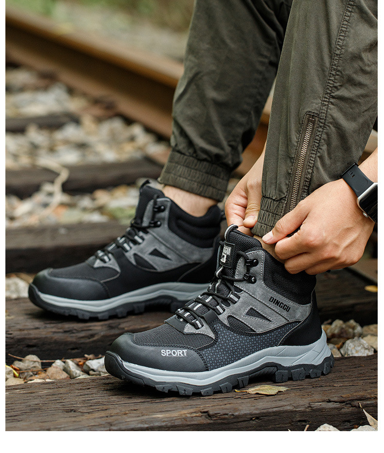 Microfiber Pigskin Flying Knit Safety Work Boots Kevlar Midsole Rubber Sole Work Shoes