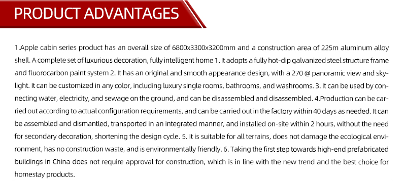 OEM/ODM Customized Color Apple Cabin for Hotel Restaurant and Portable Board Room
