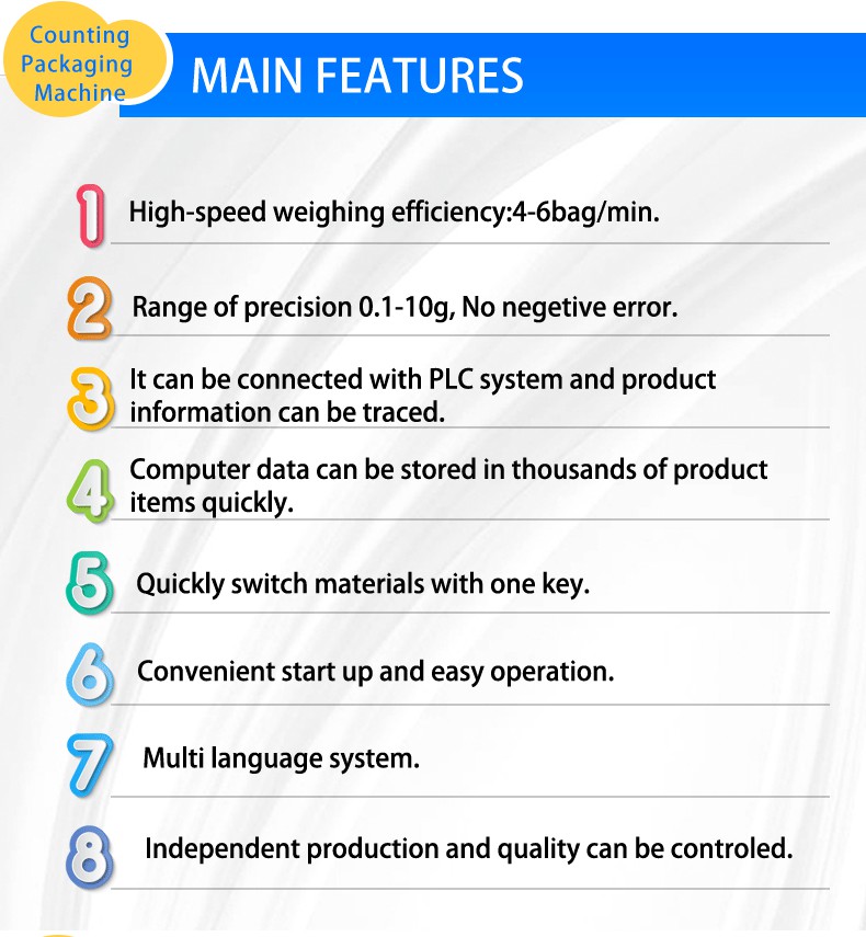 Intelligent PE Film Weighpack Machine For Hardware Screw Fastener Nails Nut