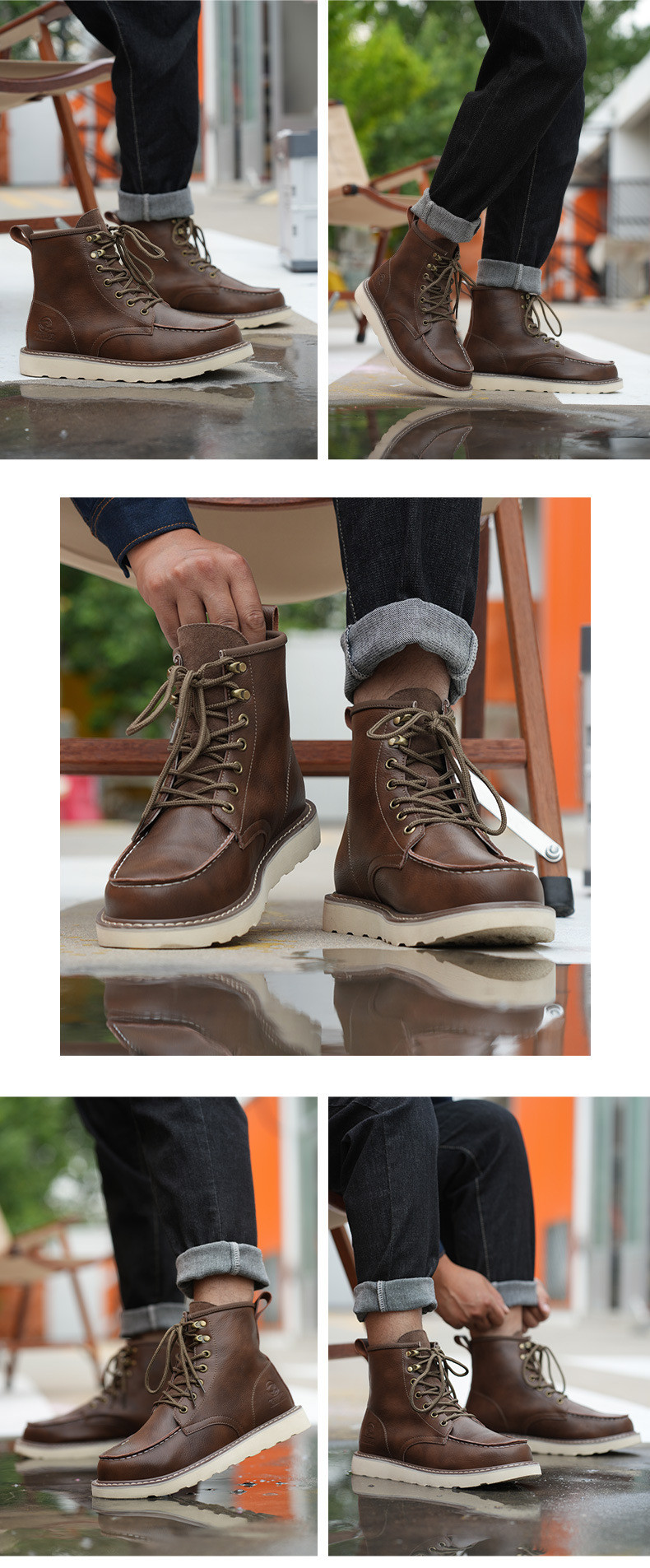 Kevlar Midsole Rubber Work Shoes In Brown Cowhide For Superior Safety Features