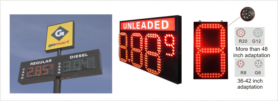 Pixel Tube Led Gas Price Signs 60inch Express Projector Led Oil Price Display Screen