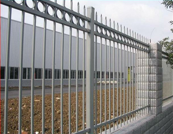 Black powder coated spear top galvanised tubular metal fence