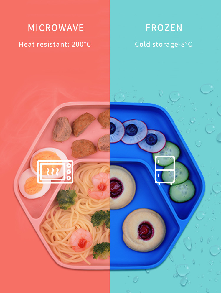 LFGB Certification Portable Tasteless Silicone Suction Baby Plate