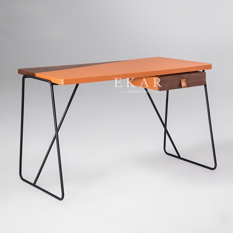 Simple Design Metal Base Study Table Modern Office Desk