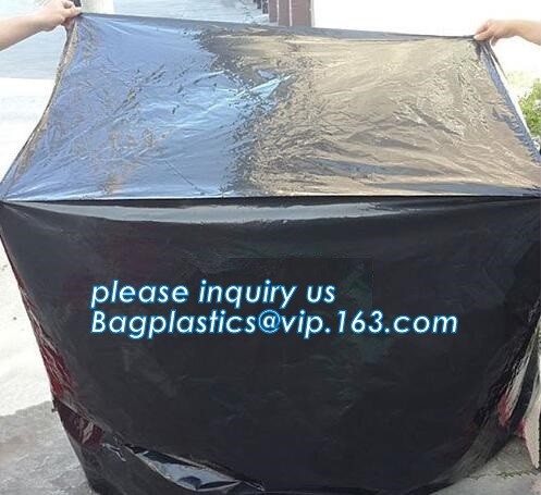 sealable square bottom pallet shrink wrap plastic cover for bags, jumbo black lightproof and waterproof plastic pallet c