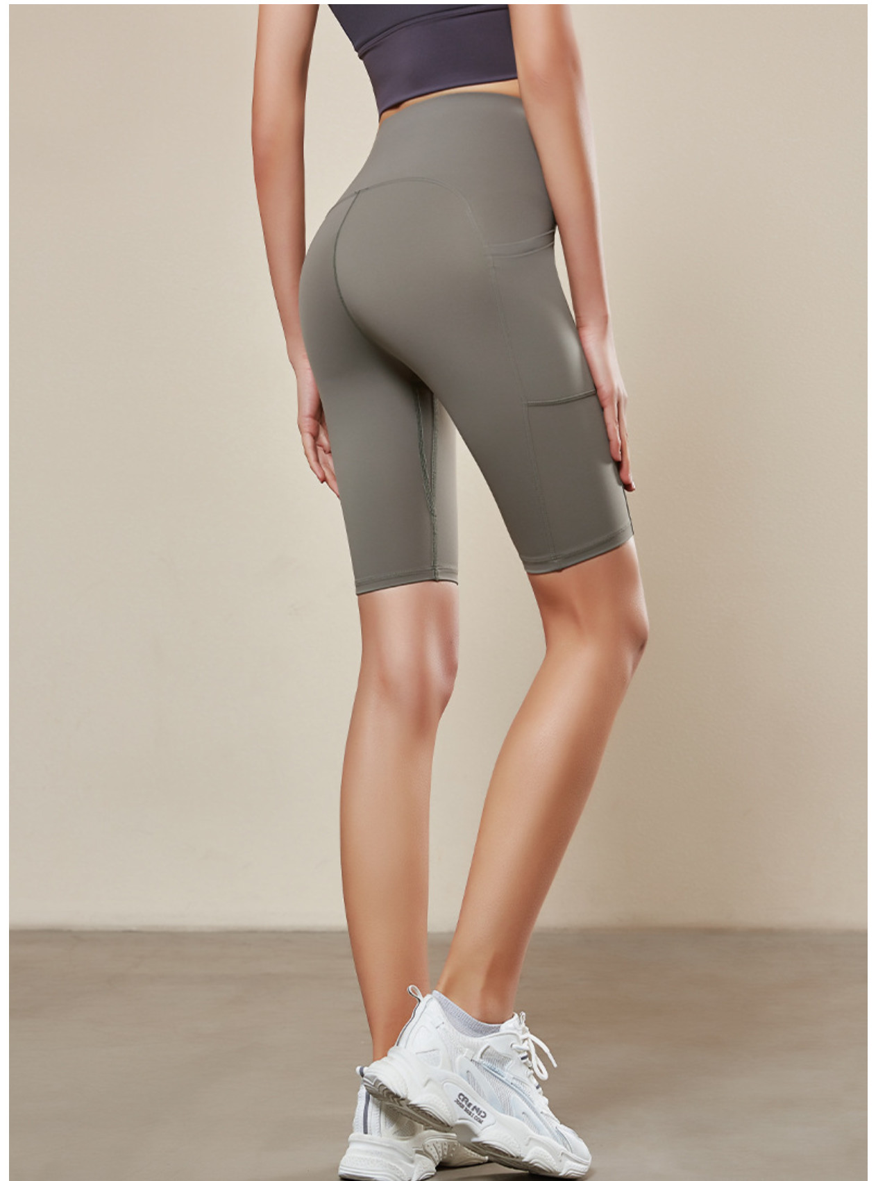 Women'S Fitness Sportswear High Waisted Yoga Pants With Pockets Workout Summer Biker