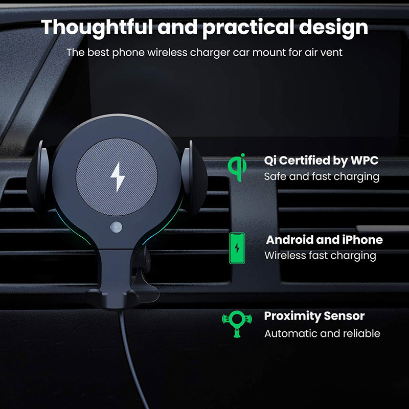 9V 2A thick 1.5cm Phone Wireless Charger Car Mount ABS Magnetic