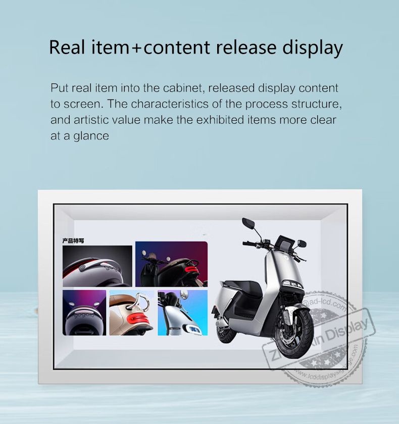 16 9 Display Ratio Wall Mount Transparent Lcd Showcase Capacitive PCAP Touch With CMS Software