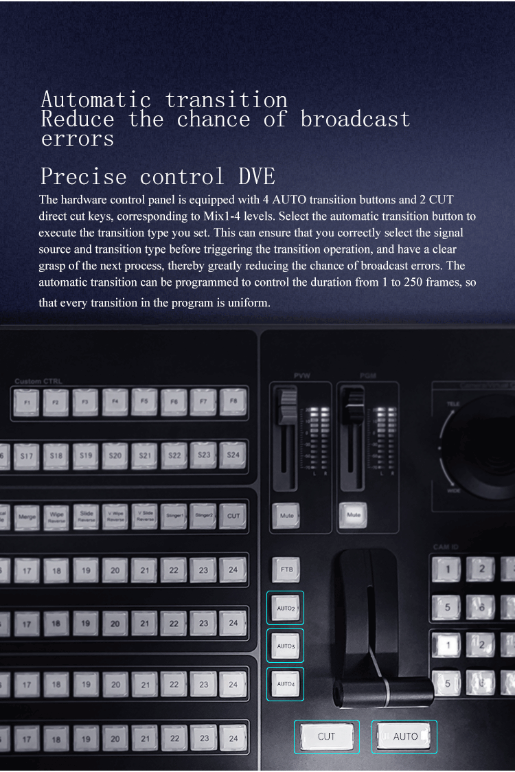 PTZ Input 4M/E TYST Switch Panel Keyboard VMIX Control Panel 4ME Real Time Live Slow Motion Playback Systems