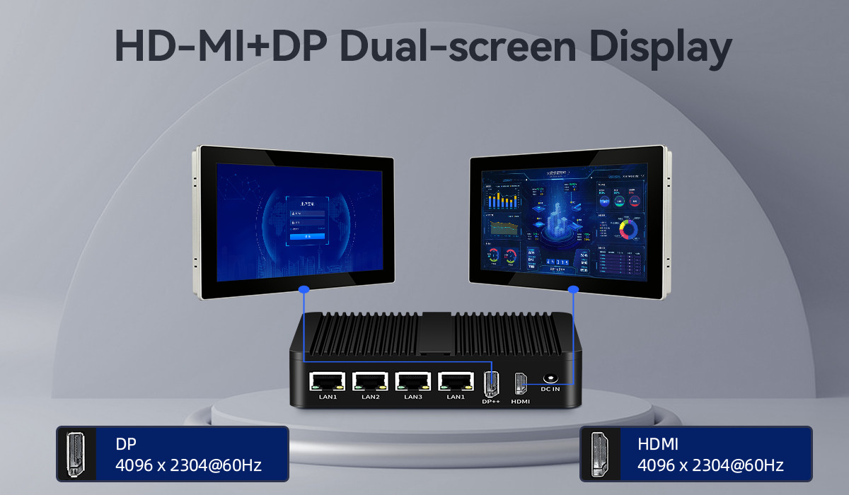 Intel N100 Processor Fanless Industrial Mini Computer Dual COM DDR4 RAM 4LAN
