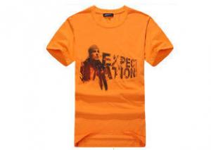 China Cool Printed Mens T-shirt Designs Orange  / Female Crew Neck Tee Shirts on sale