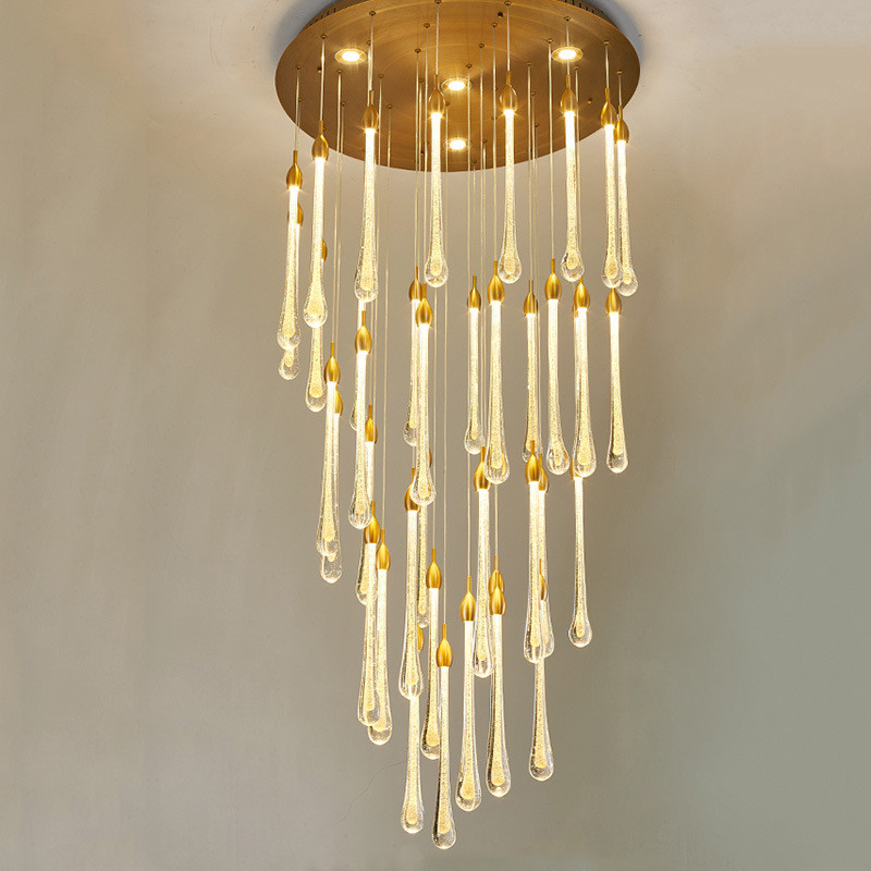 Electroplated Mirror American Water Drop Crystal Chandelier For High Ceilings