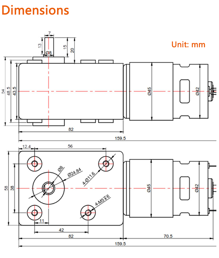 Faradyi Customized 12V 24V High Torque Brush Motor Turbo Worm Gear Motor Speed Control Motor