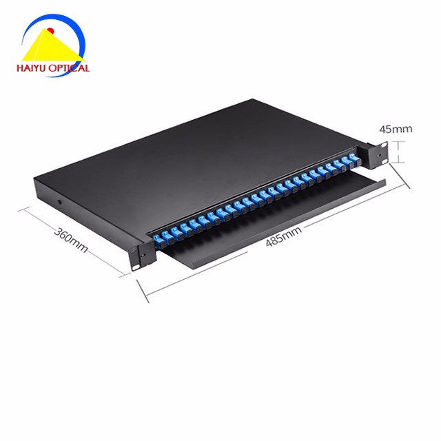 Cold Rolled Steel 1U 19" SC Fiber Optic Patch Panel 24 Port