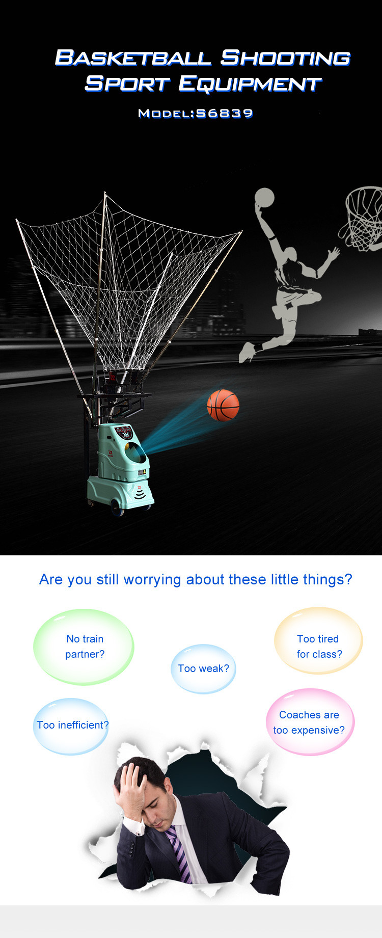 Siboasi S6839 Adjustable Basketball Return System Machine Green