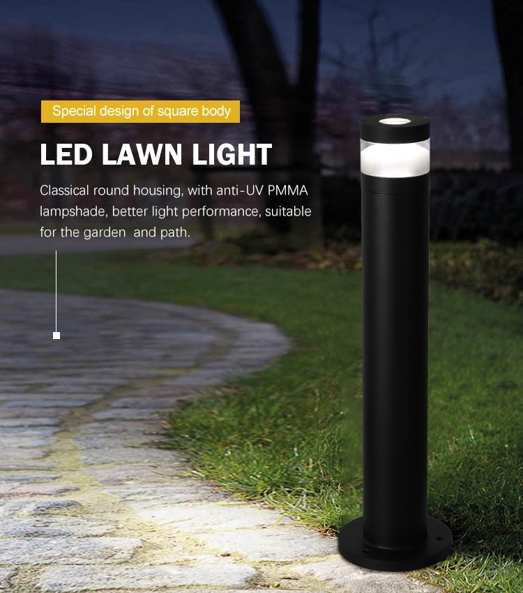 6W Outdoor Lawn Lights With Classical Round Housing 3 Years Warranty AC100-240V