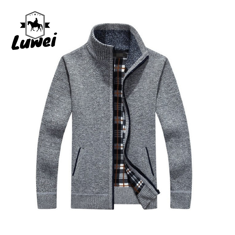 Autumn Thicken Plus Polyester Black Thick Velvet Sweater Utility Male Clothing Casual Knitwear Jackets Cardigan Coats
