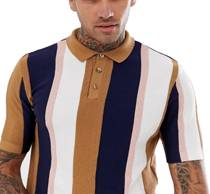Knitted Vertical Striped T Shirt Mens Multiple Color Available Size XS-XXXXXL