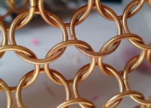 China Rose Gold Metal Ring Mesh Curtain 15mm For Architecture Design on sale