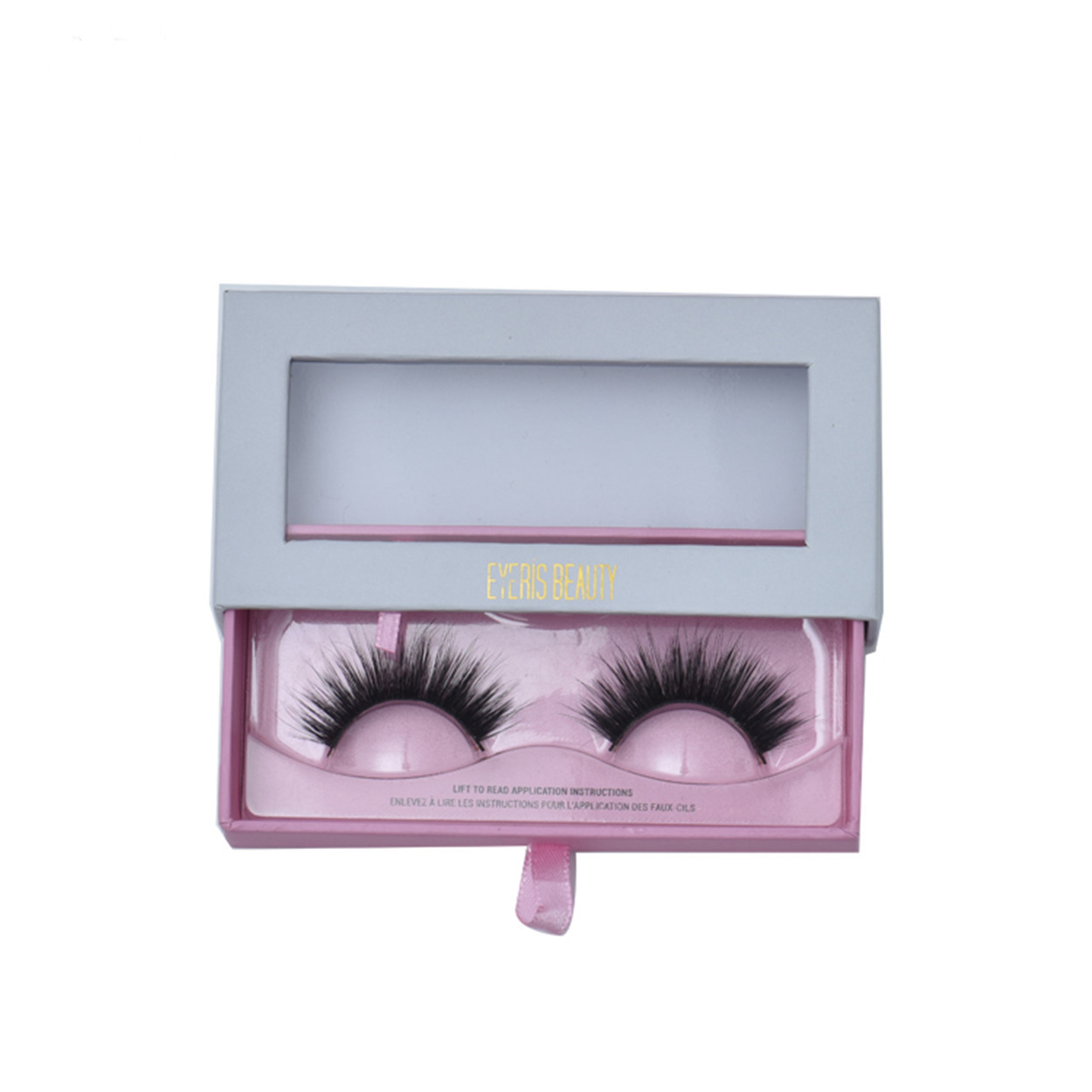 Pink False Eyelashes Luxury Packaging Boxes Handmade Drawer With Blister Tray