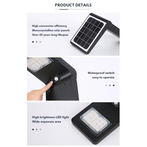 Aluminum Die-Cast Motion Sensor Solar Bollard IP65 Waterproof LED for Garden Yard Pathway Park Outdoor Heights 60cm 80cm 100cm